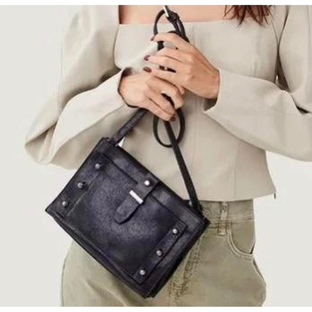 Botkier New York Warren City Small Crossbody Bag‎ Black Leather Studded